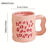 Purpdrank  Ceramic English Alphabet Mug with Irregular Handle Coffee Cup Cute Couple Drinkware Coffee Milk Mug Creative Festival Gifts