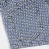Purpdrank  Rhinestone Embellished High-Waist Denim Shorts Vintage Light Blue Slim Stretchy Hot Pants for Women Y2K Street Clubwear