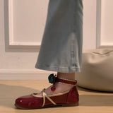 Purpdrank  Ballets Style Flats Women Mary Jane Shoes Fashion Ladies Shallow Butterfly-knot Single Shoes