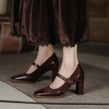 Purpdrank  New Spring Autumn Retro Mary Janes Shoes Woman Fashion Fretwork Bullock Women's Pumps Casual Shallow Shoes Heels for Women