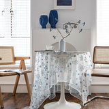Purpdrank   French Romantic Jacquard Tablecloth Ultra-Transparent Gauze Christmas Decor for Shooting 2Pcs Washable Table Mat for All Seasons