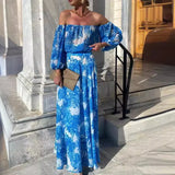 Purpdrank  New One Shoulder Printed High Waist Elegant Dress for Women