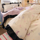 Purpdrank  Princess French Style Bedding Set For Adults Kid Flat Fitted Sheet Set With Pillowcases King Queen Full Bedroom Decor Bedclothes