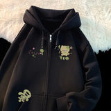 Purpdrank   Y2k Kawaii Japanese Cartoon Long Sleeve Zipper Hooded Sweatshirts Harajuku Loose Casual Hoodies 2000s Vintage Women Tops Chic