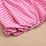 Purpdrank  Sweet Pink Checkered Plaid Bubble Skirt Sets Women 2025 Summer Fashion Two Piece Bowknot Printed Tees and Mini Tutu Skirt Suits