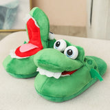 Purpdrank - Cartoon Crocodile Cotton Slippers Moving Funny Walking with Open Mouth and Dancing Warm Comfortable Christmas Gift Kids Girl Boy