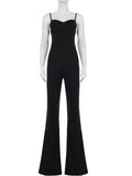 Purpdrank  Sexy Spaghetti Strap Jumpsuit Women Sexy Solid Sleeveless Padded Cup Slim Waist Stretch Micro-Flare Pants One Piece Romper
