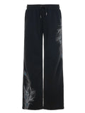 Purpdrank  Autumn Casual All Match Slim Low Waist Print Slight Strech Drawstring Pants