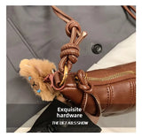 Purpdrank  Retro Brown  Crossbody Bag for Women Versatile Autumn Winter Faionable Cow Horn Bag Single oulder Soft PU Leather