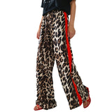 Purpdrank  Fashionable Leopard Print Women's Pants Spring New Product 2025 Splicing Loose Wide Leg Flared Pants Casual Long Pants For Women
