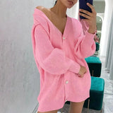 Purpdrank  Women's Candy Colored Casual Cardigan Sweater Coat Loose Fit ort Outerwear Faionable Ladies' Knitwear