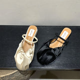 Purpdrank  Shoes Slippers Soft Cover Toe Flock Low Luxury Slides Square heel Slipers Women Comfort Designer Block 2025 Flat Rome Mary Janes