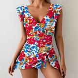 Purpdrank  Summer Bikini Women Full Coverage Sexy Backless Solid Deep V Swimming Swimsuit Sexy Bikini Swim Dress Trend Plus Size