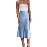 Purpdrank  Satin Skirt Women Summer Clothes Solid Color High Waist Bodycon Midi Skirts Elegant Evening Party Skirts Streetwear