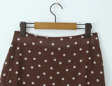Purpdrank  Sexy Coffee Polka Dot Chiffon Lacing up Backless Camisole Tank Top + Zipper Low Waist Knee Length Mermaid Skirt 2 Pieces 1 Set