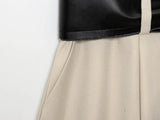 Purpdrank  European style new women's fashion all-match temperament splicing with belt stand collar sleeveless midi dress