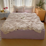 Purpdrank  Summer Comforter - Hollow Lace Washed Cotton, Breathable Thin Quilt, Cool Bedroom Decor (Layered Design)