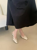 Purpdrank  Elegant White Hollow Heels for Women Fashion Square Toe Buckle Mule Shoes Luxury Brand Designer Pumps Comfort office formal shoe