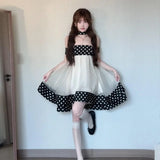 Purpdrank  Retro Polka Dot Mesh Tube Top Dress Women Summer Elegant Vacation Style Backless Slimming Short Skirt French Style High Waist...