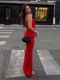 Purpdrank  3D Flower Tube Top Pants Women Sleeveless Backless Slim Pleated Tops Wide Leg Straight Trousers 2025 Summer Elegant Lady Outfits