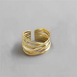 Purpdrank - Punk Geometric Irregular Liquid Lava Waterdrop Shaped Open Rings For Women Vintage Silver Color Metal Rings Personality Jewelry