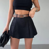 Purpdrank  High Stree Shorts Women High Waisted Solid Pleated A-Line Skirt Fashion Casual Streetwear Shorts Skirts Summer 2026 New