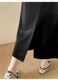 Purpdrank  Elegant Silk Satin Skirts Women High Waist H-line Midi Skirt Lady Fashion Solid Color Black Long Skirts for Women 2025 New