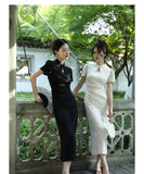 Purpdrank  New Chinese Style Waistband Slimming And Improved Qipao Summer Dress New Women Short Sleeve Long Patry Dress