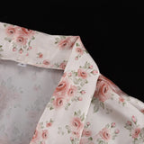 Purpdrank  Women's Printed Loose and Fashionable Casual Dress with Bubble Sleeves and Lace Up High-end A-line Skirt