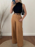 Purpdrank  Women Shiny Yellow Capris Pants High Waist Trousers Office Work Lady Full Length Summer Bottoms Capris Autumn Winter