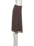 Purpdrank  Polka Dot Print 3-Piece Set Women Scarf+V-Neck Camisole+Irregular Mid Skirts Matching High Street Sweet Elegant Suit
