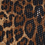 Purpdrank  Sequins Leopard 2 Piece Set for Women Fashion Furry Strapless Sleeveless Crop Tube Top and Mini Pencil Skirt Matching Suit