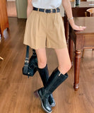Purpdrank  Summer Vintage Women's Cargo Wide Leg Shorts Pocket 2025 New High Waist Solid Casual Loose A-line Short Pants Female