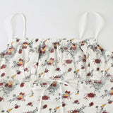 Purpdrank  Prairie Chic Summer Women Floral Camisole Y2K Aesthetic Lace-up Sleeveless Crop Top Cute Streetwear Vintage Tank Top