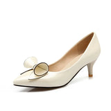 Purpdrank  Design Sweet Women Pumps Pointed Toe Small Heels 6cm Slip On Bowknot 46 47 48 Fashion Dating Female Shoes