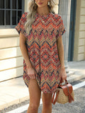 Purpdrank   Elegant Dress Women O Neck Short Sleeve Dresses Fashion Casual Printed Mini Dresses Summer New Chic Female Dress