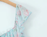 Purpdrank  Sexy Sweet Girl Lace Trim Floral Print Ruffle Straps Sling Mini Dresses Women Backless A-line Sleeveless Summer Dress