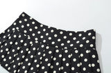 Purpdrank  New CHIC Black with White Polka Dot Print Buttons Low Waist Pleated Mini Skirt Women Sexy Skater Skirts With Shorts lining