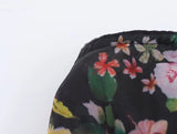 Purpdrank  Sexy Women Black Flower Print Organza Strapless Dress Hem Ruched Swing BUD Party Skater Mini Short Robe