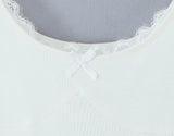 Purpdrank  Sweet White Bow U Collar Tank Dress Women Spliced Satin Wood ears Low Waist Swing BUD Sling Mini Party Dresses Robe Red