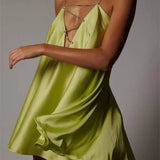 Purpdrank  Sexy Deep V-Neck Backless Diamond Dress European American Style Loose Fit Women's Evening Gown