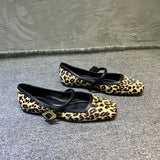 Purpdrank  European and American Design Single Shoes 2024 Spring Autumn New Leopard Pattern Low Heel Mary Jane Strap Women's Single Shoes