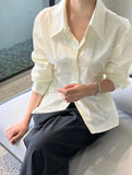 Purpdrank  Spring Summer Casual Women White Shirt Elegant Waist-Tight Long Sleeve Office Lady Blouse Korean Temperament High Quality Shirts