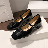 Purpdrank  New Butterfly-knot Women Mary Jane Shoes Elegant Thick Heel Shoes Ladies Fashion Dress Pumps