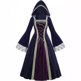 Purpdrank  Velvet High Waist Long Dress Women Medieval Tea Party Dress Victorian Era Bubble Sleeves