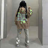 Purpdrank  Hip Hop Vintage Women Jeans Spring Autumn New Star High Waist Harajuku Streetwear Fashion Casual Loose Wide Leg Denim Trousers