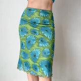 Purpdrank  Large Size Women's Clothing Sexy Retro Contrasting Color Printing Design Hip-wrapped Skirt Slim and Versatile
