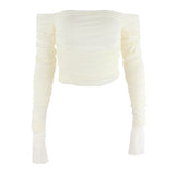 Purpdrank  Summer  Hot Sale Sexy Strapless Slim Flare Sleeve Y2k Clothes Long Sleeve Short Sleeve Tops T-shirts Women's Clothing 티셔츠 Tee