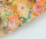 Purpdrank  Women Bow Lacing up Sling Robe Holiday BOHO Ruched Chest Orange Flower Print Spaghetti Strap Mini Dress