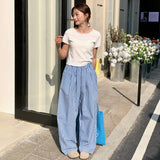 Purpdrank  Vintage Plaid Women's Wide Leg Pants Pockets 2025 New Sping Summer High Waist Casual Straight Loose Trousers Female